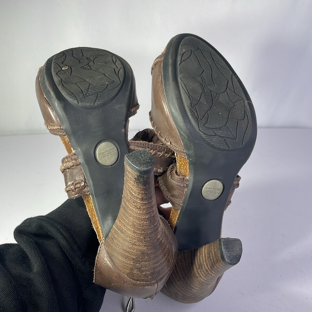 Adam Tucker me too GIAVANNA brown leather stack, heel, sexy sandal - Picture 5 of 5